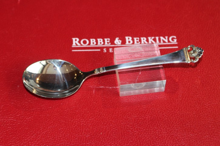 R&B Robbe & Berking Dessert Löffel Rosenmuster 800er Silber ca. 15cm & 33g