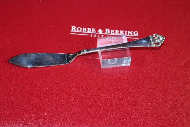 R&B Robbe & Berking Fisch Messer Rosenmuster 800er Silber ca. 20,5cm & 44g