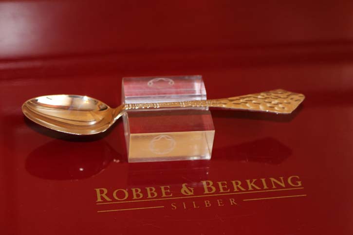 R&B Robbe & Berking Kaffee Löffel Schwedisches Hofmuster versilbert 132mm 20,9g