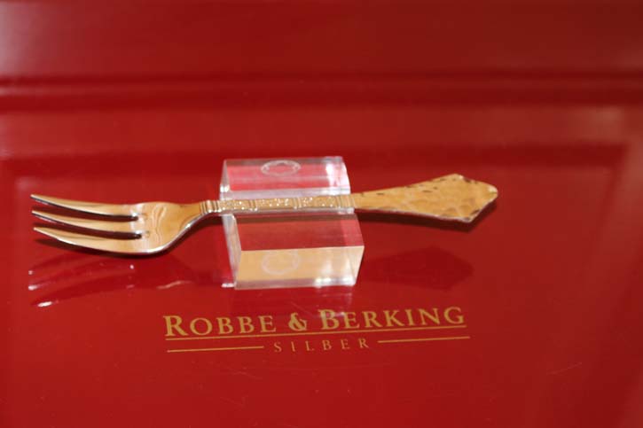 R&B Robbe & Berking Kuchen Gabel Schwedisches Hofmuster 90 versilbert 148mm 22,5g