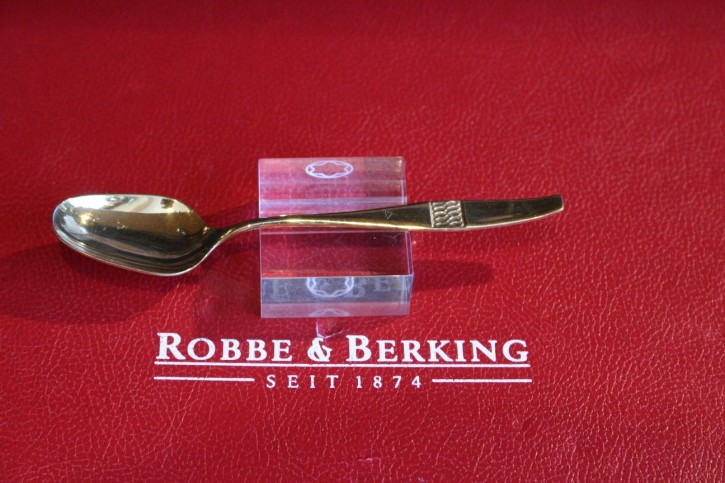 R&B Robbe & Berking Savoy Serie Kaffee Löffel 800er Silber vergoldet 130mm & 22g