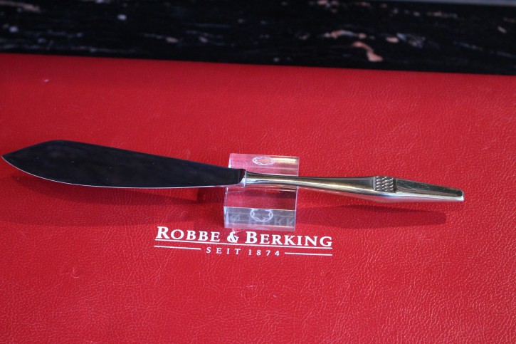 R&B Robbe & Berking Savoy Serie Kuchenmesser 800er Silber vergoldet 250mm & 70g