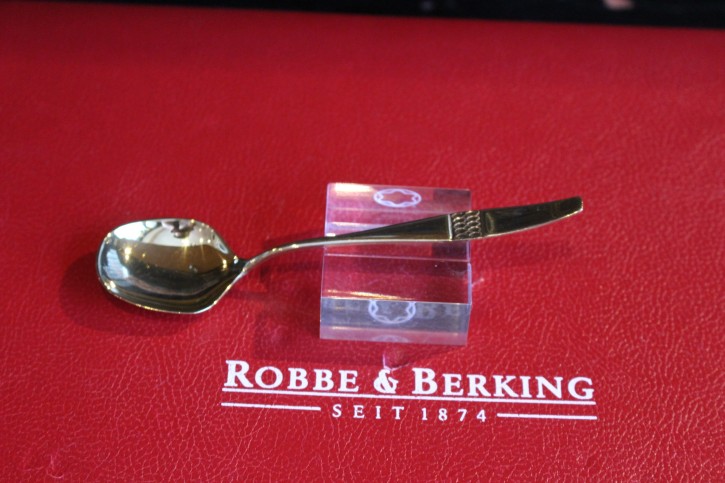 R&B Robbe & Berking Savoy Serie Zucker Löffel 800er Silber vergoldet 125mm & 19g