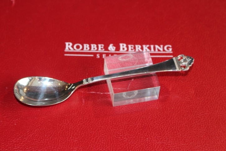 R&B Robbe & Berking Sahne Löffel Rosenmuster 800er Silber ca. 15cm & 27g