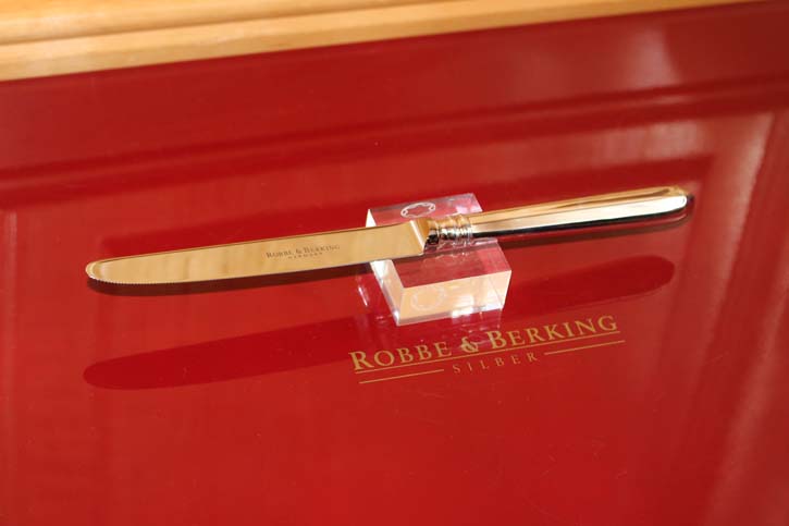 R&B Robbe & Berking Speise Messer Navette 925er Sterling Silber 215mm & ca. 56g