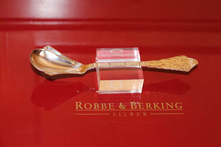 R&B Robbe & Berking Zucker Löffel Schwedisches Hofmuster versilbert 150mm 23,1g