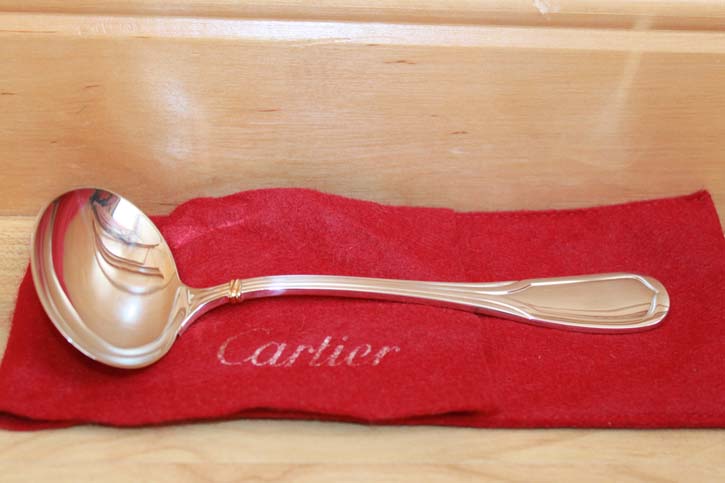 Cartier Trinity große Sauciere Löffel Besteck versilbert 18cm & 78,8 Gramm