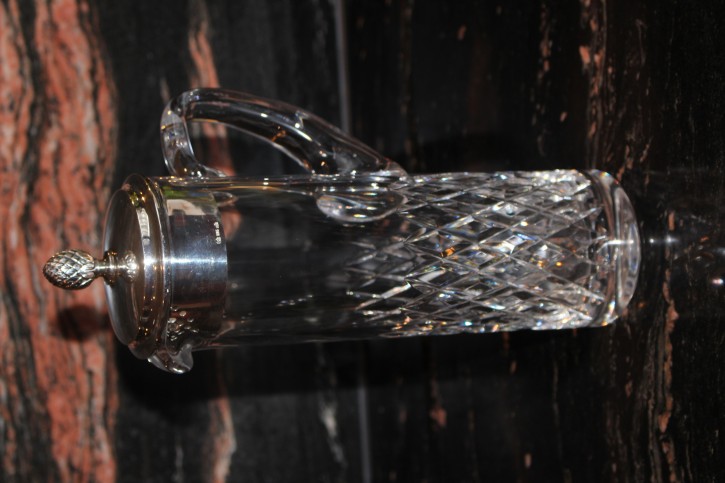 Alte Karaffe / Krug WTB 925er Sterling Silber & Kristallglas 28cm & 0,7l