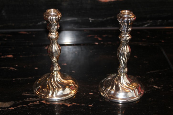 Jakob Grimminger Kerzenleuchter Paar Chippendale 800er Silber ca. 18cm und 580g