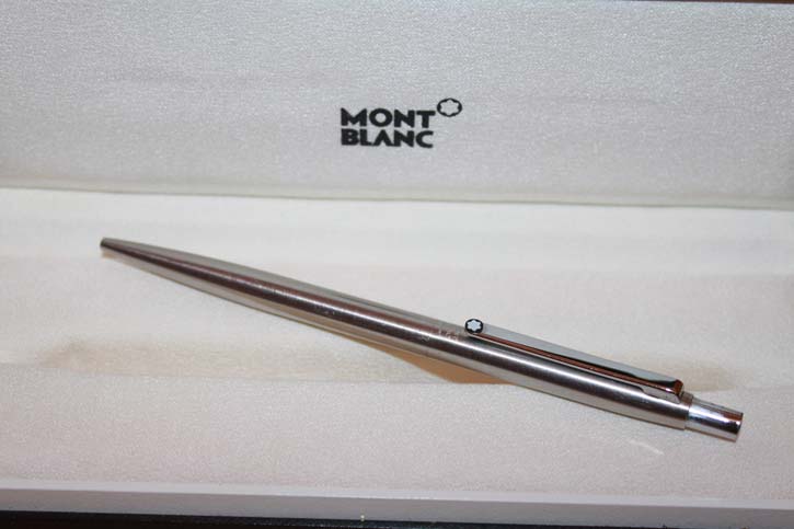 Montblanc Slim Line Kugelschreiber in Silber aus den 80er Jahren