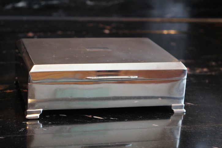 Zigarren Box Zigarettendose England 925er Sterling Silber ca. 16 x 12 cm & 536g