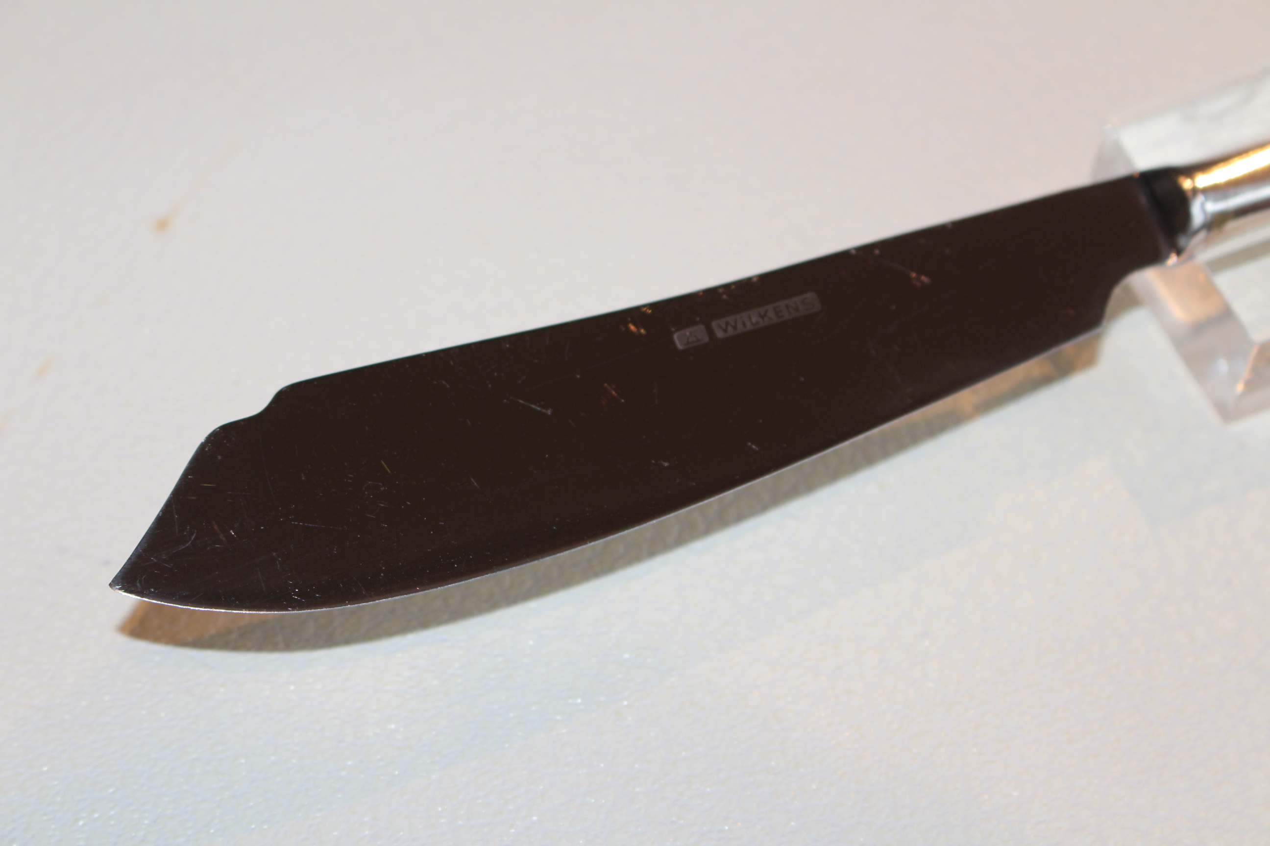 Wilkens Messer 800er Silber 20 cm lang Monogramm J oder I Perlrand