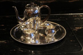 5 teiliges Tee Set 925er Sterling und 800er Silber Jakob Grimminger ca.1200g