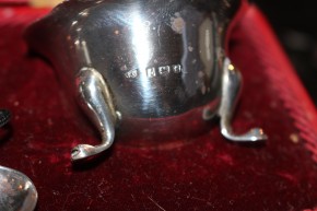 Antik Paar Salieren mit Löffeln England Birmingham 925er Sterling Silber in OVP