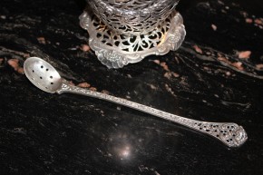 Antike Eiswürfel Schale 925er Sterling Silber mit Löffel ca. 24 x 10cm & 510g