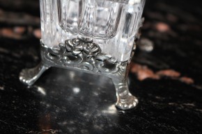 Antike Salier / Dose 800er Silber & Glas Hildesheimer Rose ca. 5 x 4cm & 64g