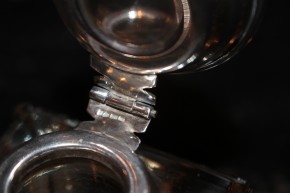 Antikes Tintenfass 925er Sterling Silber & Bleikristall Glas ca. 7,5x5cm & 285g