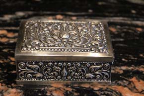 Florale Schmuck Box, Zigarettendose 800er Silber ca. 10,5 x 7,5 x 4cm & 259g
