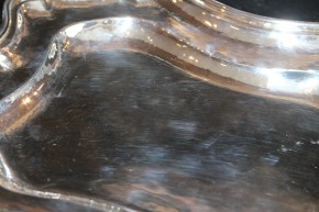 Gehämmerte Schale aus Italien in 800er Silber massiv ca. 27 x 20cm & 344g