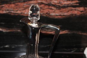 Antike Wein Karaffe / Flasche 800er Silber & Kristall Glas ca. 28cm & 1250g