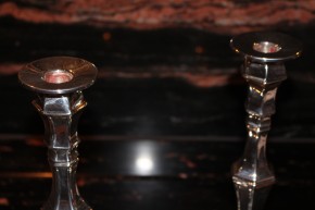 Antikes paar Kerzenleuchter 925er Sterling Silber Spaten Design ca. 27cm & 1050g