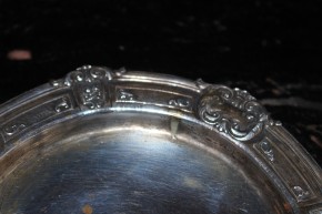 Antike Flaschenuntersetzer aus 800er Silber Florales Dekor ca. 12 x 1cm & 100g