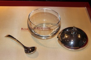 Dose Deckeldose / Menage für Honig 925er Sterling Silber & Glas ca. 9 x 5cm 310g