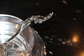 Marmeladen Schale mit Unterteller & Löffel 835er Silber & Kristall Glas ca. 310g