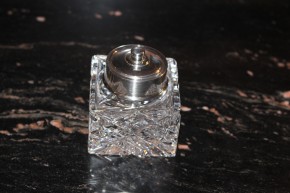 Tintenfass Birmingham 925er Sterling Silber & Bleikristall Glas ca. 6x7cm & 290g